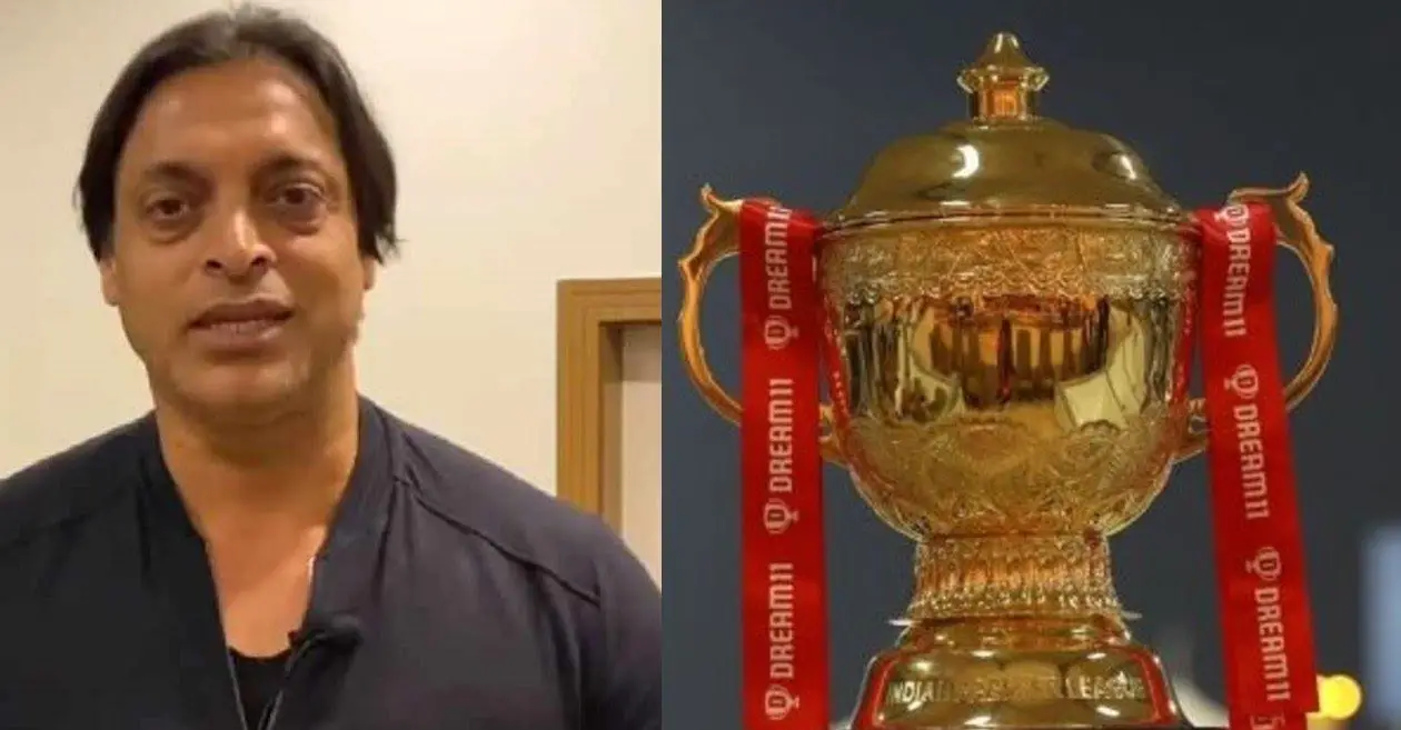 Shoaib Akhtar and IPL 2021 trophy