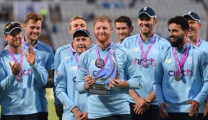 Ben Stokes with trophy