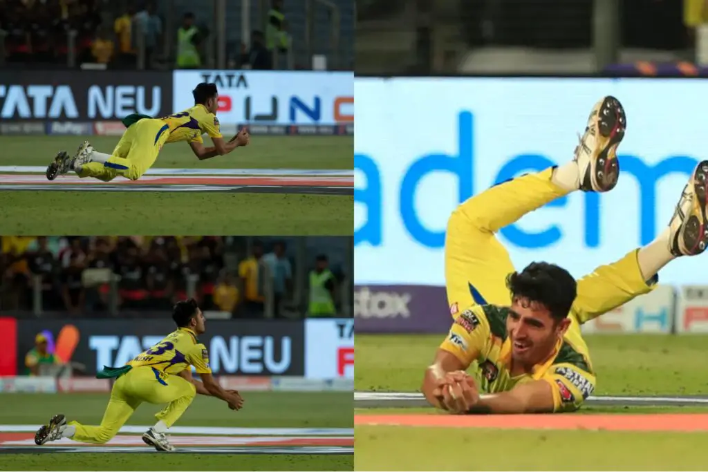 Mukesh Choudhary take a spectacular catch