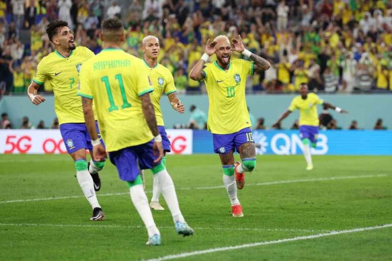 neymar brazil celebrates scoring teams 780841215
